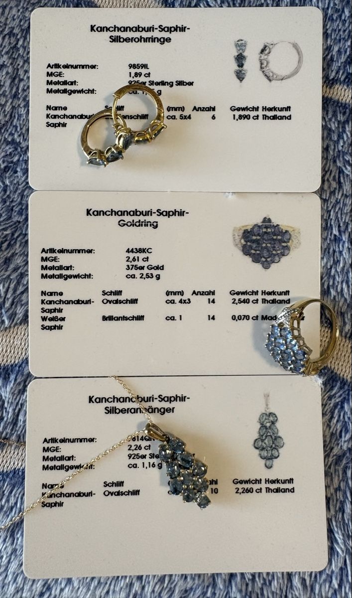 Catenine: Kanchanaburi-Saphir-Schmuck Set – Nuovo (secondo la descrizione) da Zürich venduto da nadin.nadin2