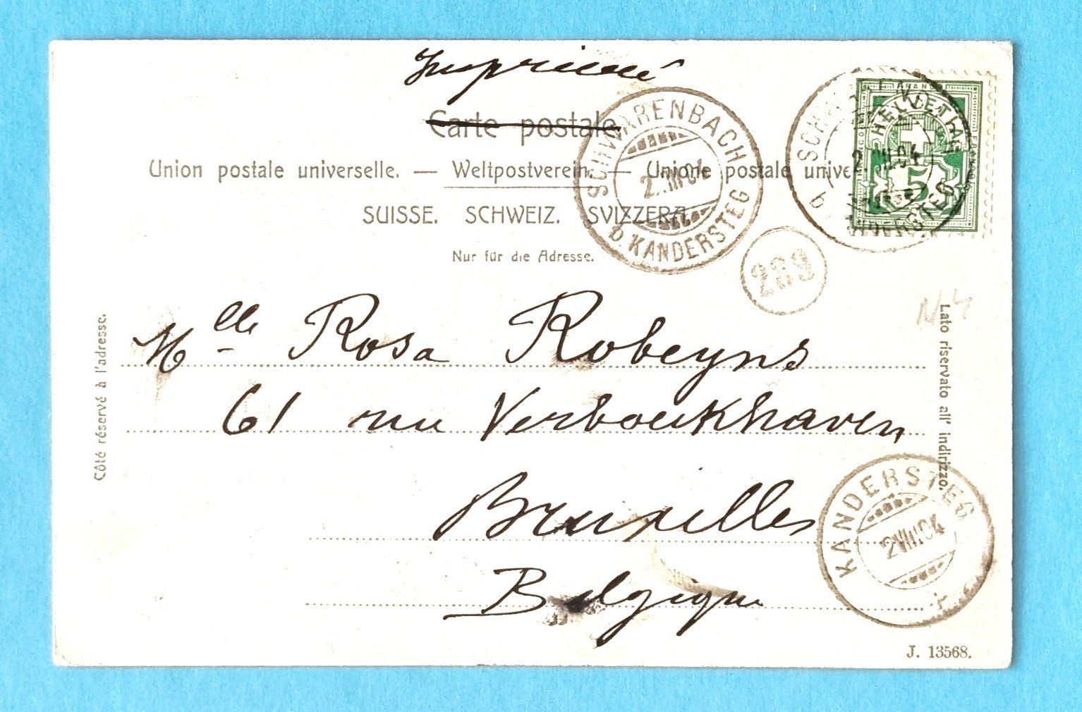 Ansichtskarten: Hotel Schwarenbach - Gemmi Pass - 1904 – Gebraucht aus Rothrist von RROENK 1