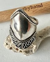 Antik- Skulpturaler Ornamentik Silberring beidseitig tragbar
