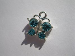 2 Anhänger Schmetterling, Strass hellblau