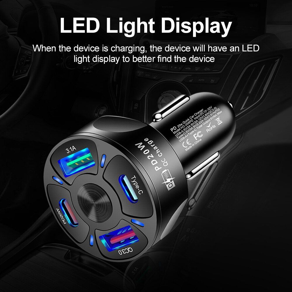 Caricabatterie: Universal Auto-Ladegerät: 2xUSB+ & 2xTyoe C, 30W Leistung – Nuovo e nell'imballaggio originale da Untersiggenthal venduto da Zarkok 1