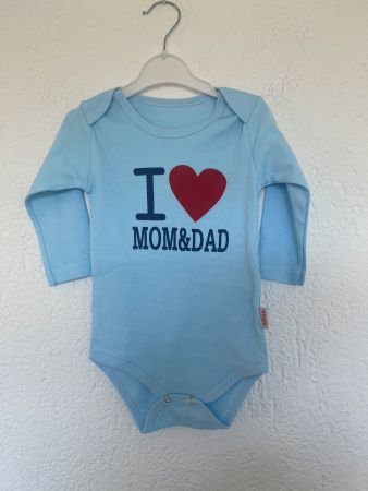 Baby Body, Langarm, Grösse 80  "I love Mom&Dad"