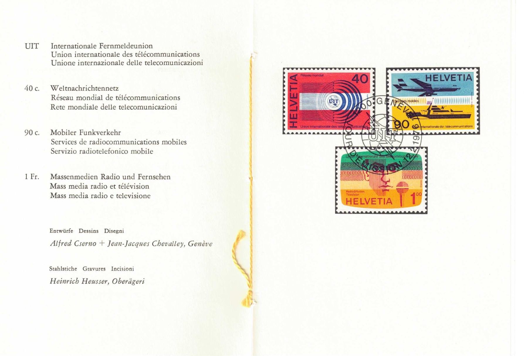 Alle Briefmarken: Vier Faltblätter PTT – Gebraucht aus Olten von Pjotr8