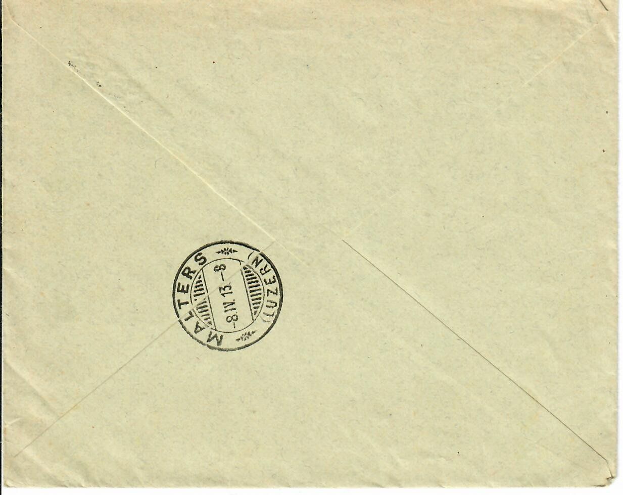 Alle Briefmarken: Brief, Ed. Geistlich Söhne Wolhusen 1913 – Gebraucht aus Hochdorf von Ziegel-16 1