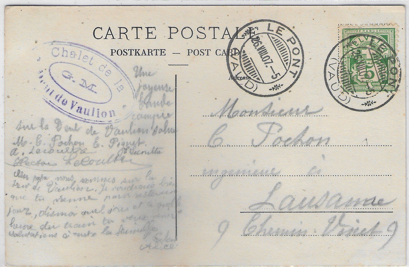 Cartoline postali: Chalet de la Petite Dent de Vaulion – Usato da Ettingen venduto da Kartenplanet 1