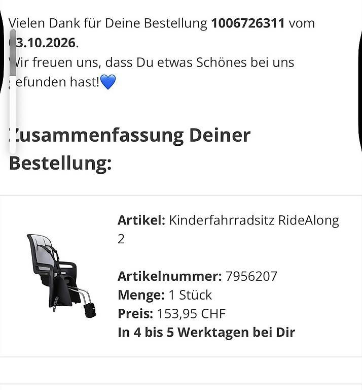 Ersatzteile: Thule Kinderfahrradsitz RideAlong 2 – Neu und originalverpackt aus Horw von car_5kmt 2