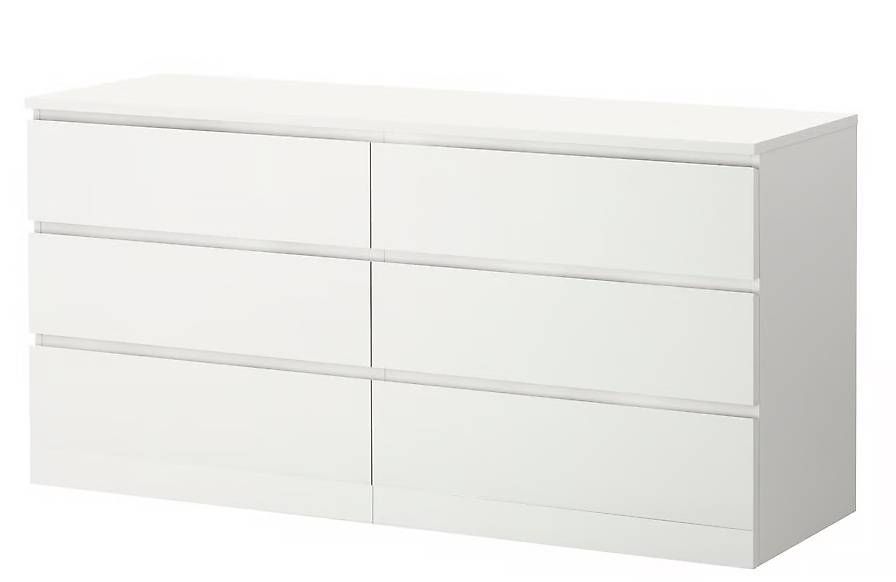Kommoden: Commode 6 tiroirs Malm avec plateau en verre – Gebraucht aus Villeneuve VD von Jlt26
