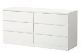 Commode 6 tiroirs Malm avec plateau en verre