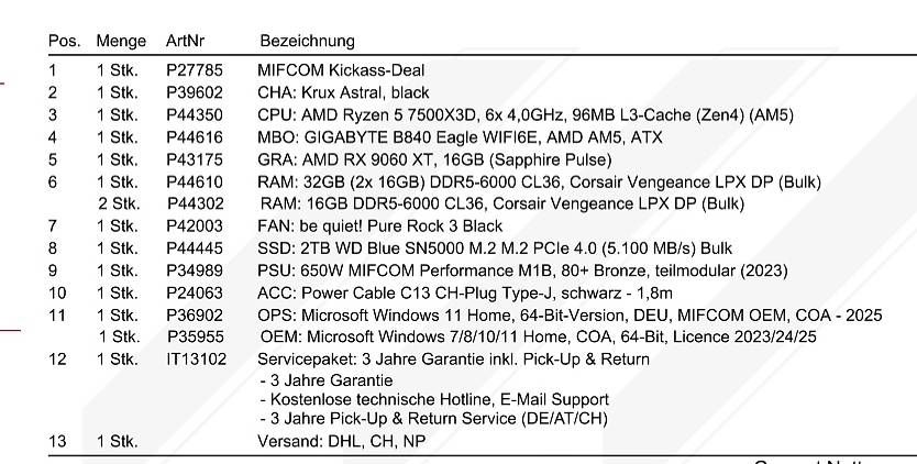 PC: Gaming PC MIFCOM 7500X3D 9060XT 16GB – Usato da Rorschacherberg venduto da phi_6897 3