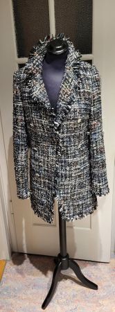 Tweed-Mantel - Gr.34 Fransenlook Bouclé style ALBA MODA