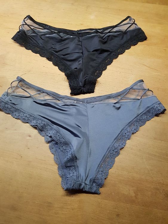 2 Strings von Victorias Secret in schwarz und grau, Gr. L (Gebraucht ...