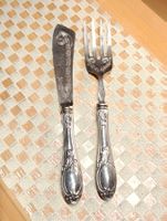 Vintage 800er Silber Griff Paar Servierbesteck 80er Italy