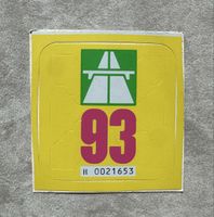 Original Schweizer Autobahnvignette 1993 mit Trägerpapier