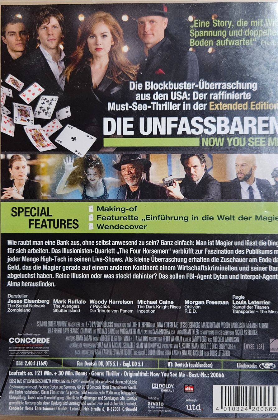 Tutti i DVDs: Die Unfassbaren, NOW YOU SEE ME – Usato da Kefikon TG venduto da pelikan18 1