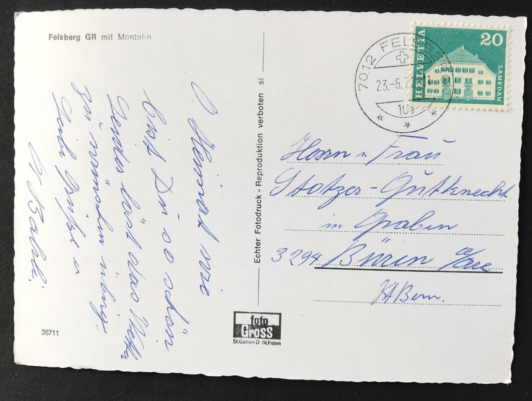 Cartoline postali: ANTIKE AK FELSBERG GR – Usato da Ostermundigen venduto da wini63 1