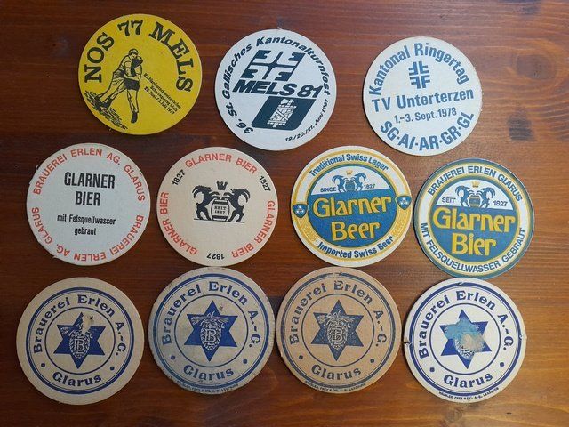 Sottobicchieri: Bier Brauerei Erlen Glarus Bierdeckel – Usato da St.Gallen venduto da Stocken64