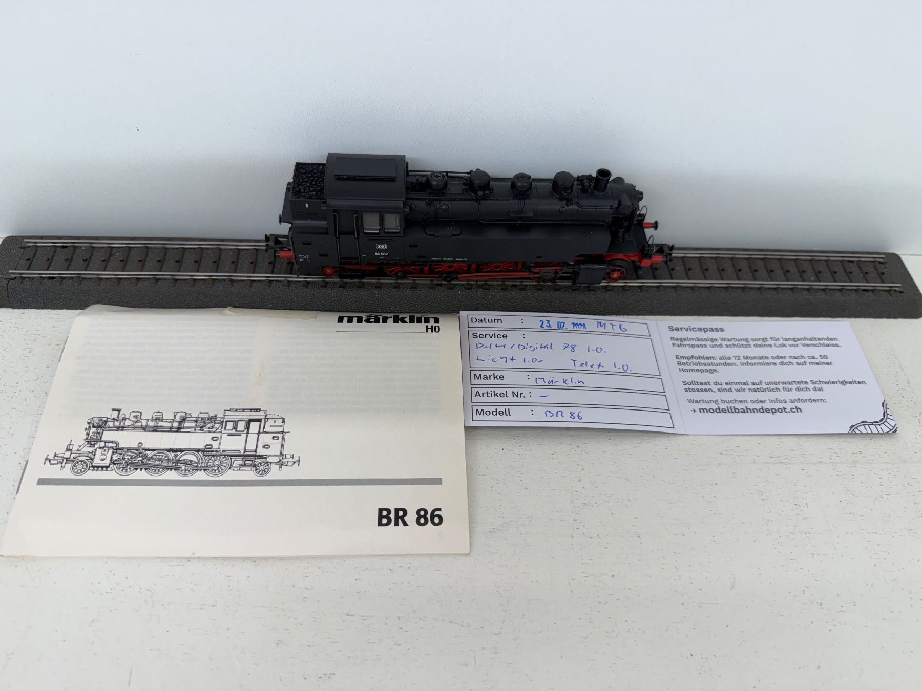 Märklin Modellini di ferrovie: Dampflok BR 86 582 DB / Digital / Ersatz OVP – Usato da Büsserach venduto da ModellbahnDepot 2