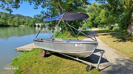 Motorboot Buster Alu, für 3 Personen + Slipwagen + Biminitop