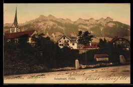 AK Flühli /LU, Schafmatt, Ortspartie mit Kirche
