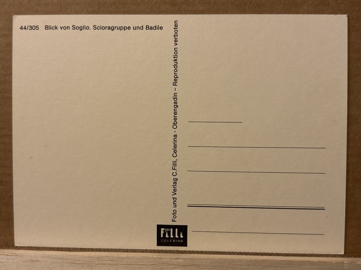 Cartoline postali: AK von Soglio / Scioragruppe & Badile – Usato da Rümlang venduto da Kartenpost1 1