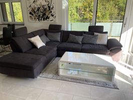 Sofa mit beistell Sitz/ Box Anthrazit