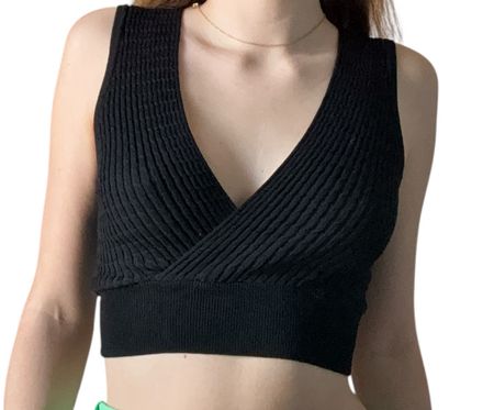 Damen Top schwarz Grösse S Wickeloptik Rippenstrick guter Zu