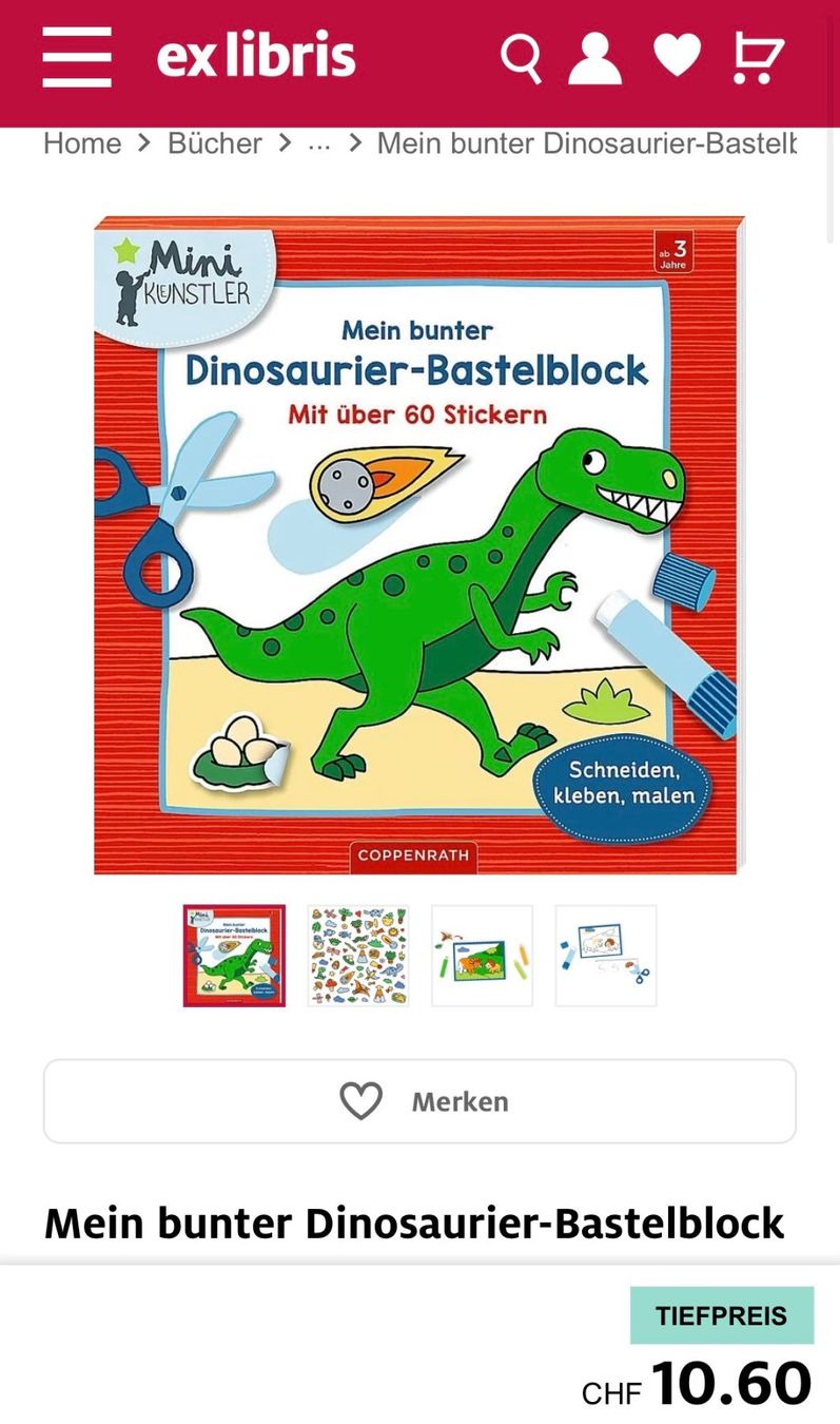 Livres: Neu** Dinosaurier Malbuch und Bastelblock Set – Neuf avec emballage d'origine à Zollikon par Krenapf 9
