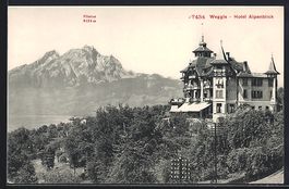 AK Weggis, Hotel Alpenblick mit Pilatus