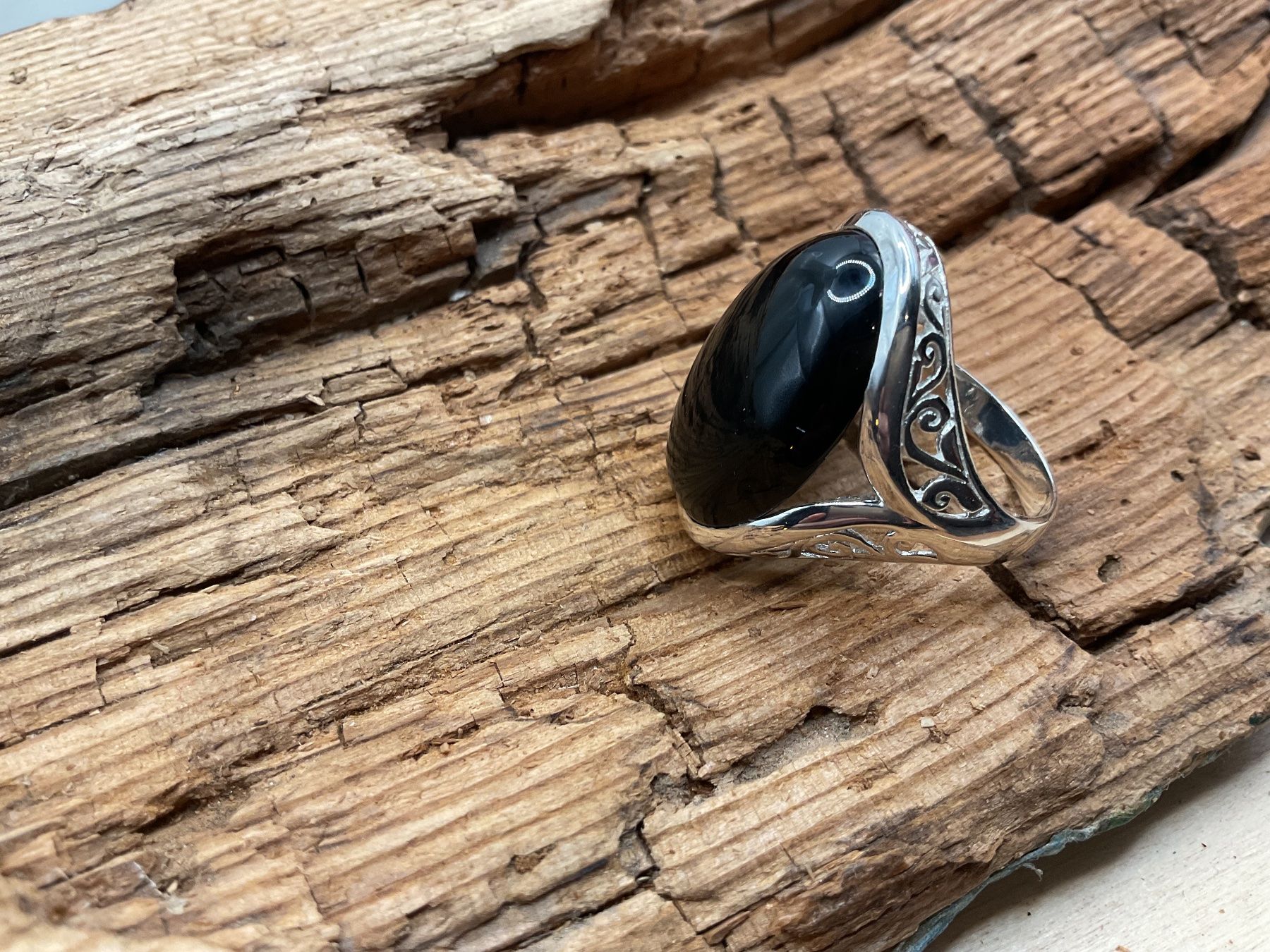 Ringe: Statementring Onyx in Sterlingsilber, Gr.9 – Neu (gemäss Beschreibung) aus luzern von Alpendorf1 1