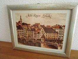 Fotografie nach einer Zeichnung der Basler Alten Rheinbrücke