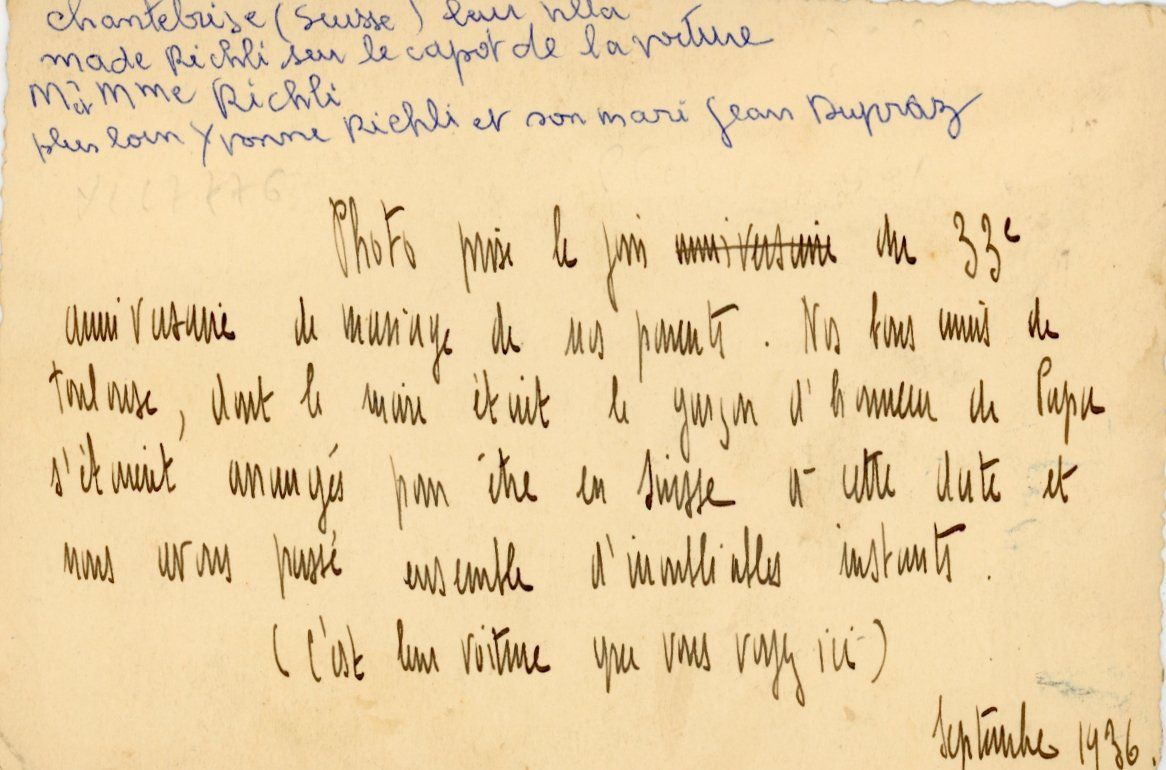 Cartoline postali: Chantebrise   BE   près Malleray  -/ Oldtimer    en 1936 – Usato da Brig venduto da Valcards54 1