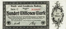 Aachen 100 Mil.Mark Serie C 20.07.1923 VZ+-VZ++