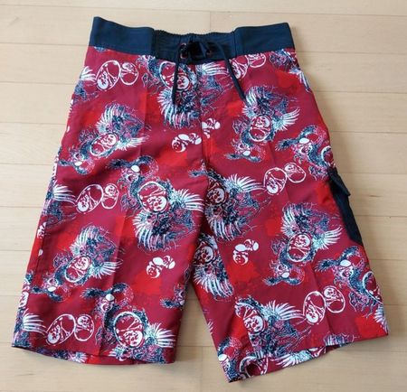 Neue Speedo Badehose Gr. 116 - 122 / S, Rot gemustert