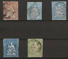 1855/56 : Strubel Nr. 22C, 23Ca,Cb,Cd + 26C : KP 850.--