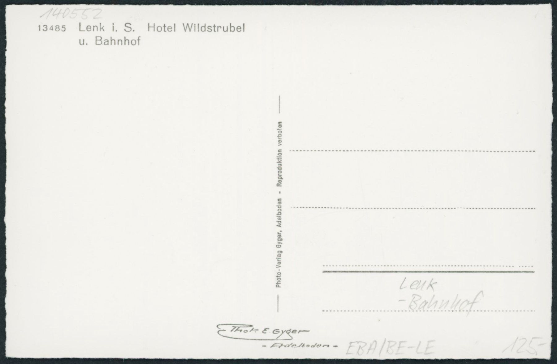 Cartoline postali: BE Lenk - Bahnhof - Bahn – Nuovo (secondo la descrizione) da Schindellegi venduto da Jonathan77 1
