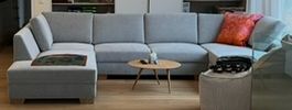 Ecksofa U-Form hellgrau 365 cm x 232 cm sehr guter Zustand