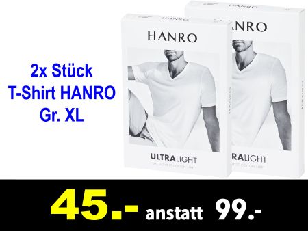 🔴  T-Shirt HANRO 2x Gr. XL Ultralight S/SLV /138C