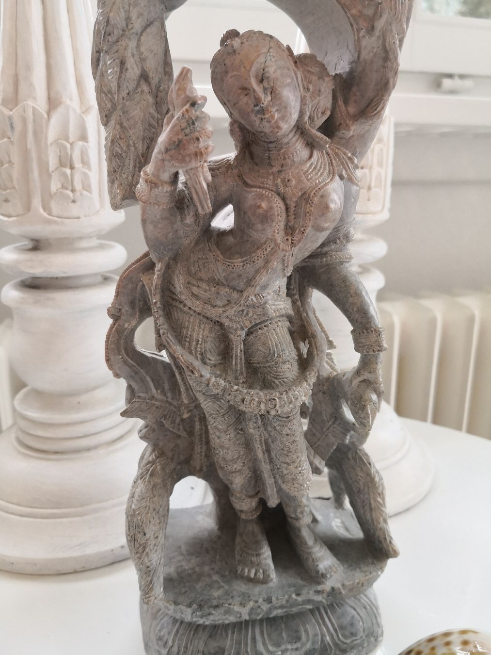 Sculture & Statue: HANDGEMEISELTE DEVA STATUE AUS SPECKSTEIN EINZELSTÜCK INDIEN – Nuovo (secondo la descrizione) da Olten venduto da Naja-Twins-Twins 5