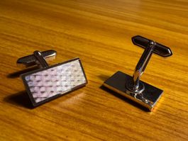 Manschettenknöpfe Vintage  versilbert 60er MidCentury