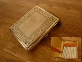 Vintage Zigarettenetui Edel Chrome Innen Vergoldet stabil