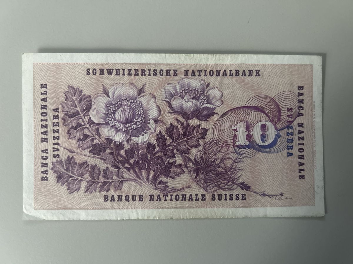 Billets de banque: 10 Franken  CH-Banknote 1968 – D'occasion à Sattel par usch6417 1