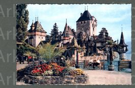 AK color Oberhofen BE Schloss, Bänkli- Idyll ≈ 1960