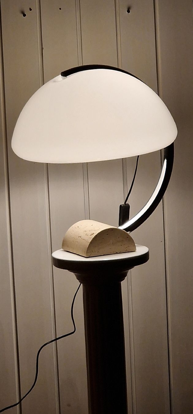 Lampade: Serpente chrome & travertine table lamp, – Usato da ZÜRICH venduto da Arte-24