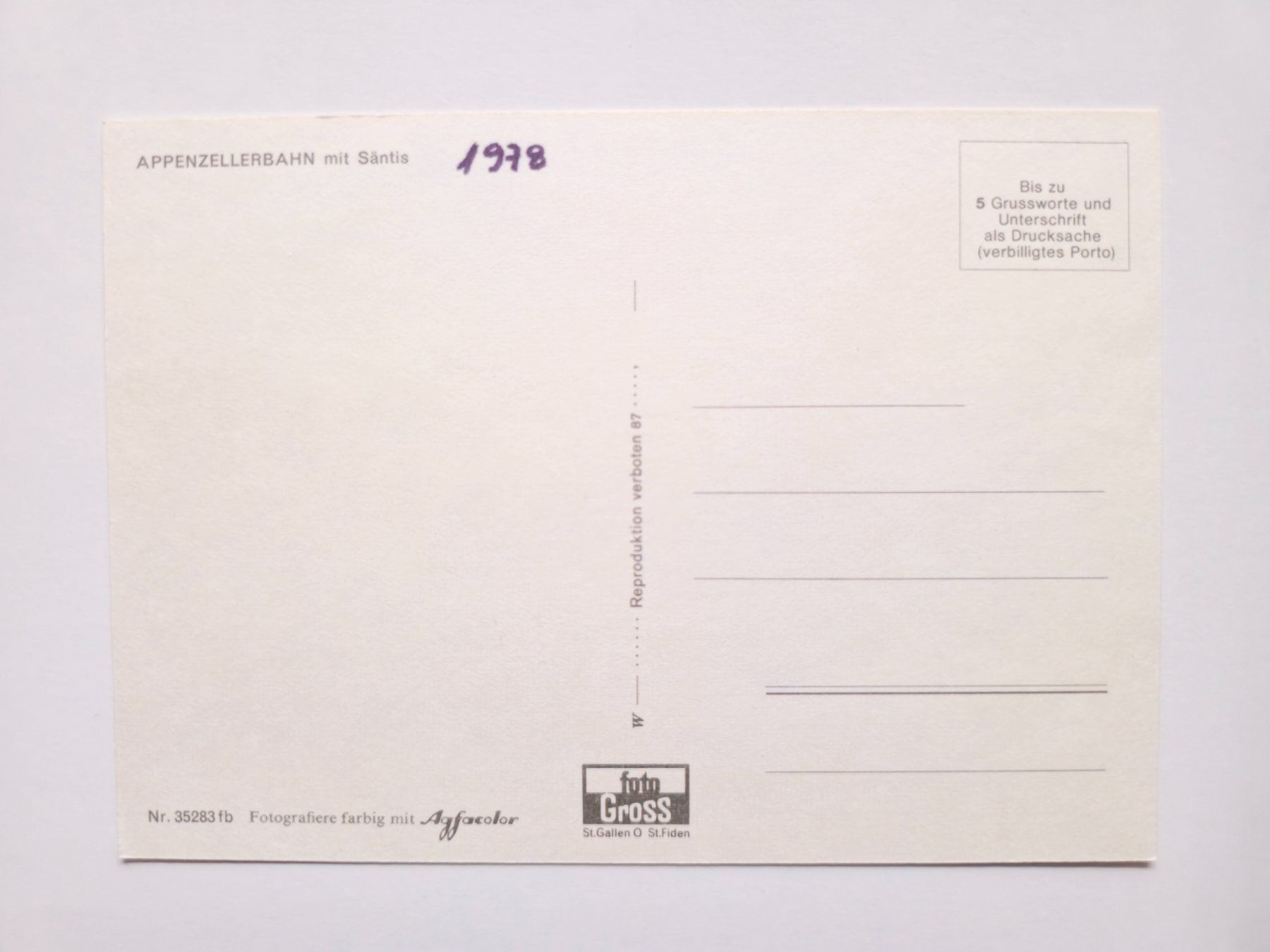 Cartoline postali: AK Bahnen Appenzeller Bahn mit Säntis alt – Usato da Dättlikon venduto da Wundertuete_ 1