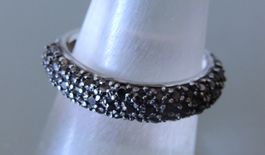 Schörl Turmalin Silber 925 Pavé Fingerring Gr. 52