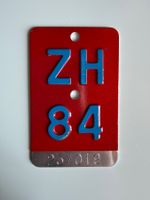 Velo-Nummernschild ZH 84 Metall rot blau