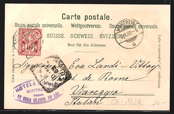 Cartoline postali: Litho Montreux, Panoramablick vom Berg – Usato da Berlin venduto da bartko-reher 1