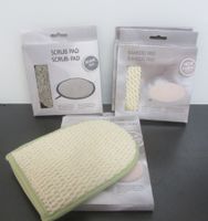 2 x Bambus-Handschuh,   2 x Bambus Pad,    1 x Scru--Pad