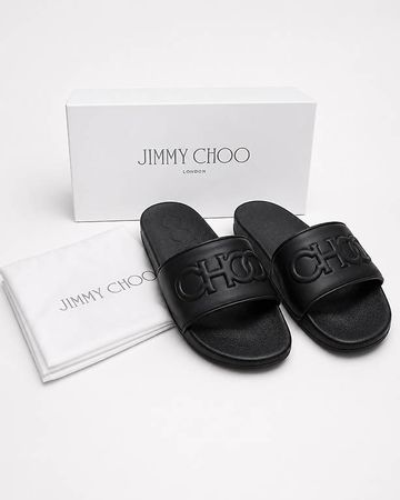 Original Jimmy Choo Logo Slides / Sandalen / Badeschuhe