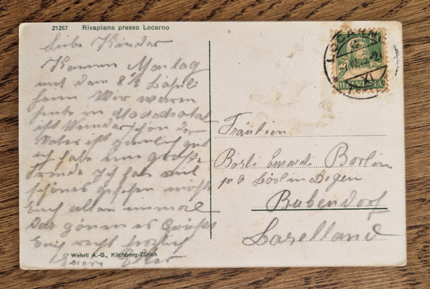 Cartoline postali: Rivapiana presso Locarno n. Bubendorf 1925 – Usato da Ebikon venduto da Donar50 1